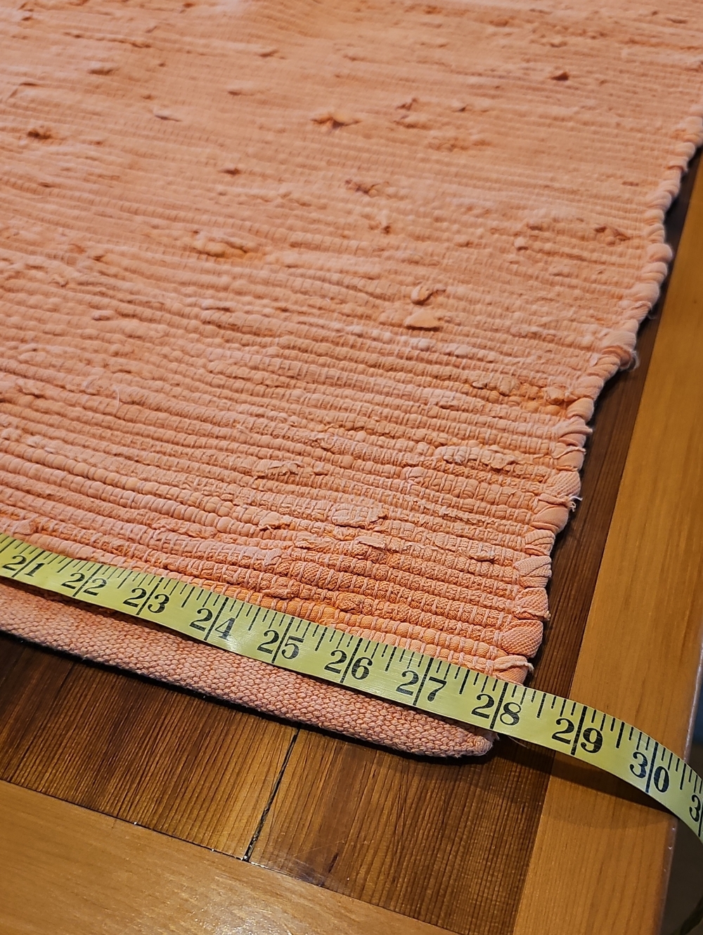 Handwoven Peach Cotton Rag Rug - Picture 9 of 9